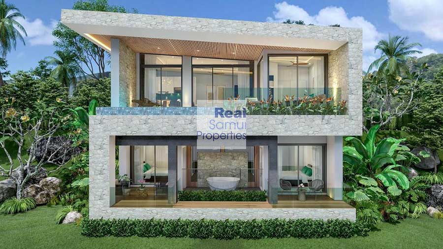 New Contemporary Topical 3-Bed Sea View Pool Villas, Chaweng Hillside